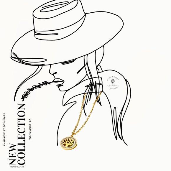 Stainless Steel Tree Shape Pendant, Rhinestones - Picture 2 of 2